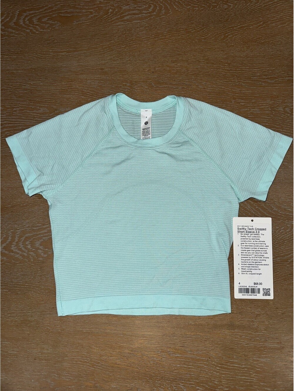 Lululemon Swiftly Tech Cropped Short-Sleeve Shirt 2.0 SIZE 4 Ideal Mint NWT